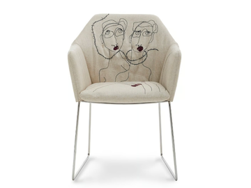 NEW YORK BY MARRAS - Sled base fabric chair with armrests by Saba Italia - view 2